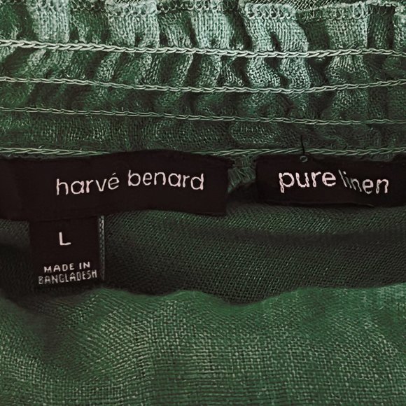 Emerald Green Linen Sleeveless Top - Harvé Benard Size L - Picture 3 of 6